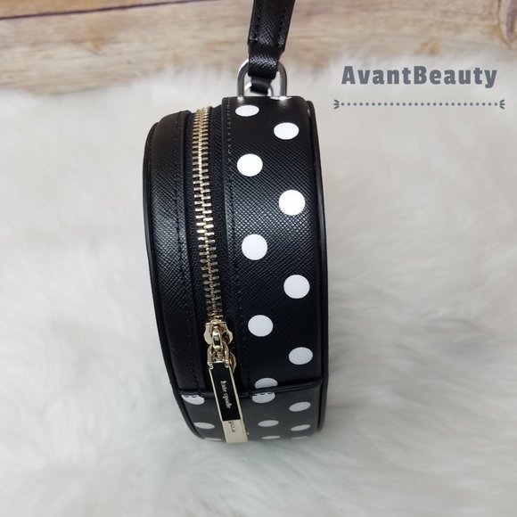 NWT Kate Spade New York Love Shack Heart Crossbody in Polka Dot Black & White - Picture 4 of 9
